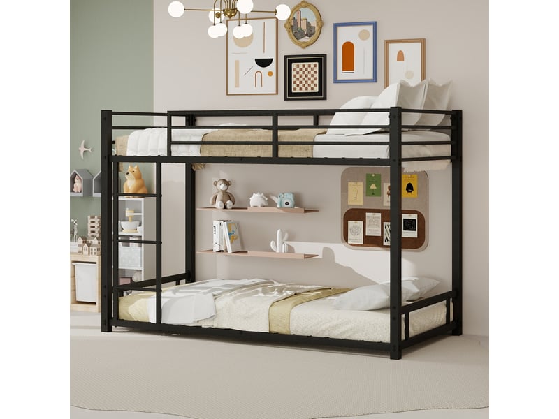Lit superposé en fer noir 90x190 cm - Conforama E