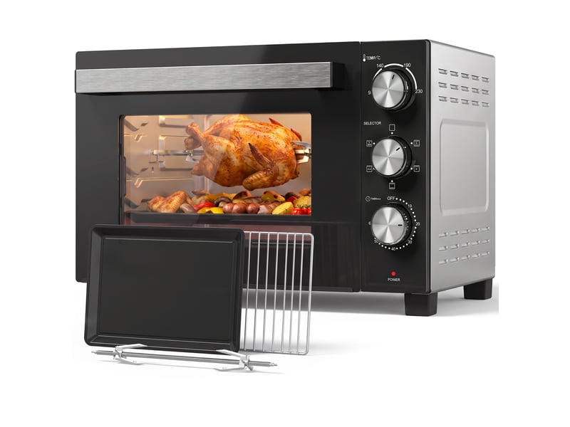  Mini four électrique 36 l à chaleur tournante avec tournebroche, 1500 w, argenté  - Conforama A