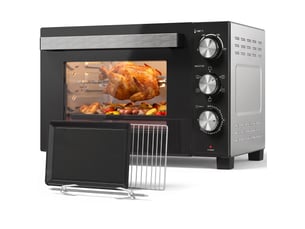 Mini four électrique 36 l à chaleur tournante avec tournebroche, 1500 w, argenté