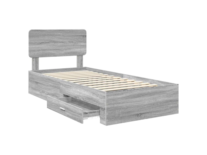  Lit simple- lit adulte -  cadre de lit gris sonoma 100 x 200 cm bois d'ingénierie  - Conforama D