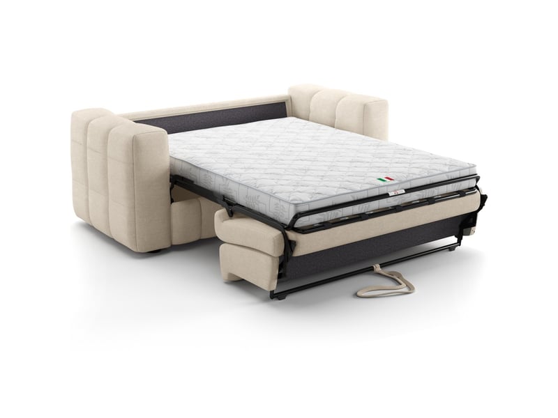 Canapé capitonné convertible 3 places en tissu chenille beige - ouverture express - cester Cester - Conforama D
