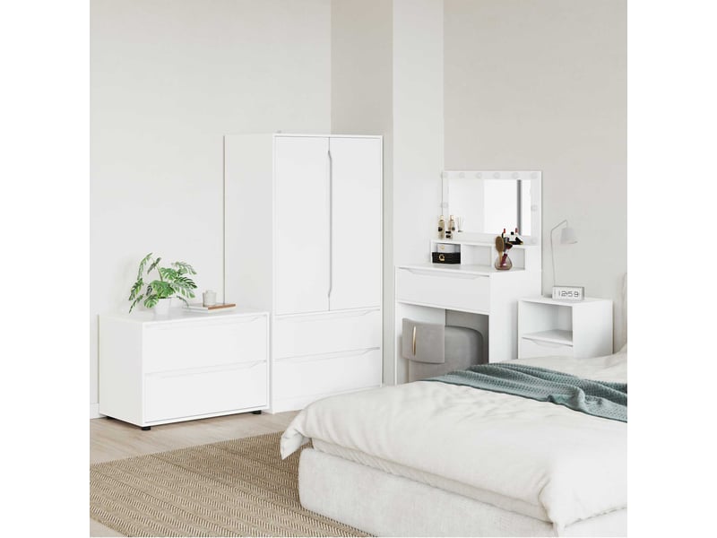  Armoire de rangement, commode de rangement 80 x 48 x 57 cm bois d'ingénierie blanc  - Conforama B