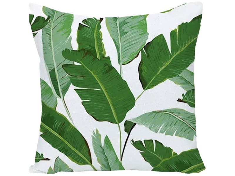  Lot de 4 housse de coussin 45 x 45 cm feuilles tropical vert polyester lin décoratif taie d'oreiller pour canapé lits chaises voiture salon Home cushion cover - Conforama E