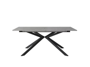 Table à manger extensible 180x70 cm design croisé mdf métal noir et gris