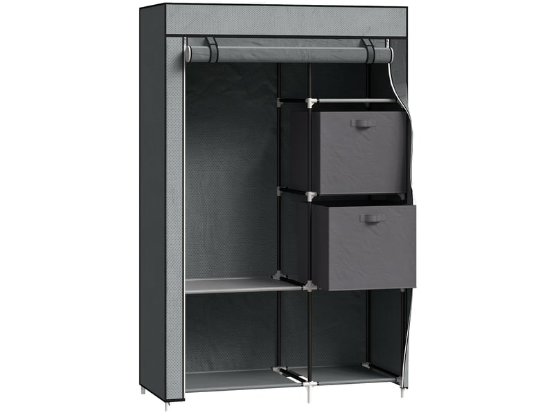  Armoire en tissu pliable 102x42,5x162,5 cm avec tringle métal gris foncé  - Conforama A