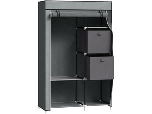 Armoire en tissu pliable 102x42,5x162,5 cm avec tringle métal gris foncé