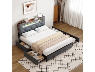 Lit 2 places 140x200 cm <strong>SANS MARQUE</strong> <strong></strong> coloris gris