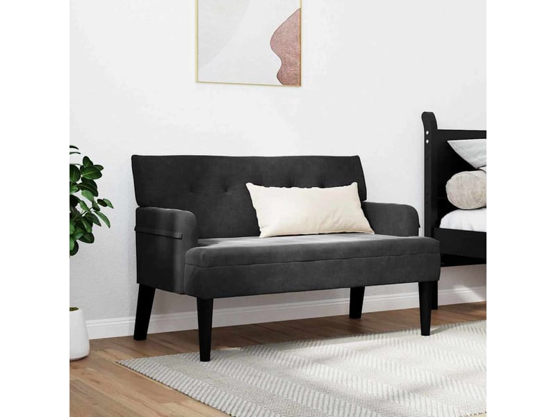  Banc chambre, banc de lit chesterfield noir 112x65,5x75 cm velours  - Conforama C