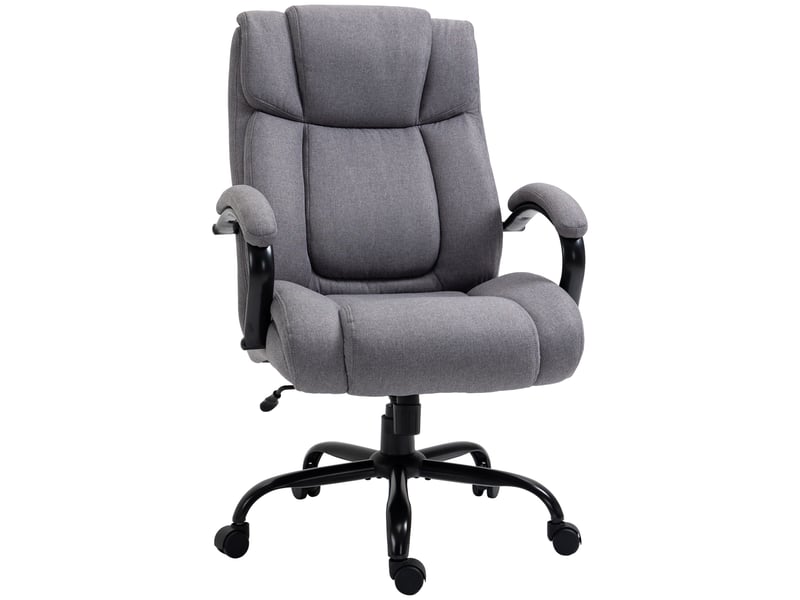  Fauteuil direction ergonomique, max 220 kg, accoudoirs, assise large, bascule, lin, gris clair.  - Conforama A