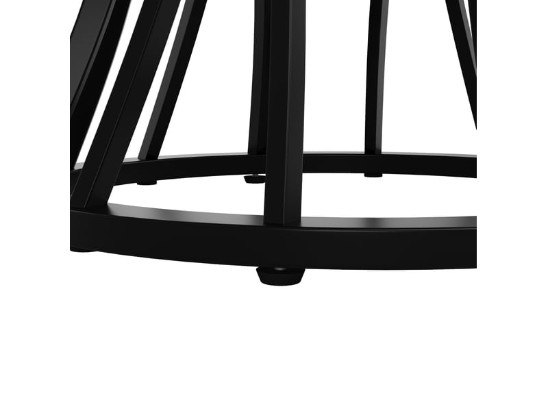  Table ronde 80x80x76cm avec pieds métalliques, finition noire, style géométrique, plateau aggloméré, adaptée au salon, motif imitation marbre (non marbre)  - Conforama E
