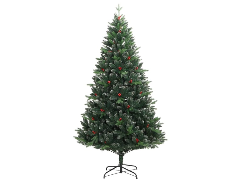  Sapin de noël artificiel, arbre de noël à charnières avec baies rouges 240 cm  - Conforama A