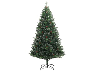 Sapin de noël artificiel, arbre de noël à charnières avec baies rouges 240 cm