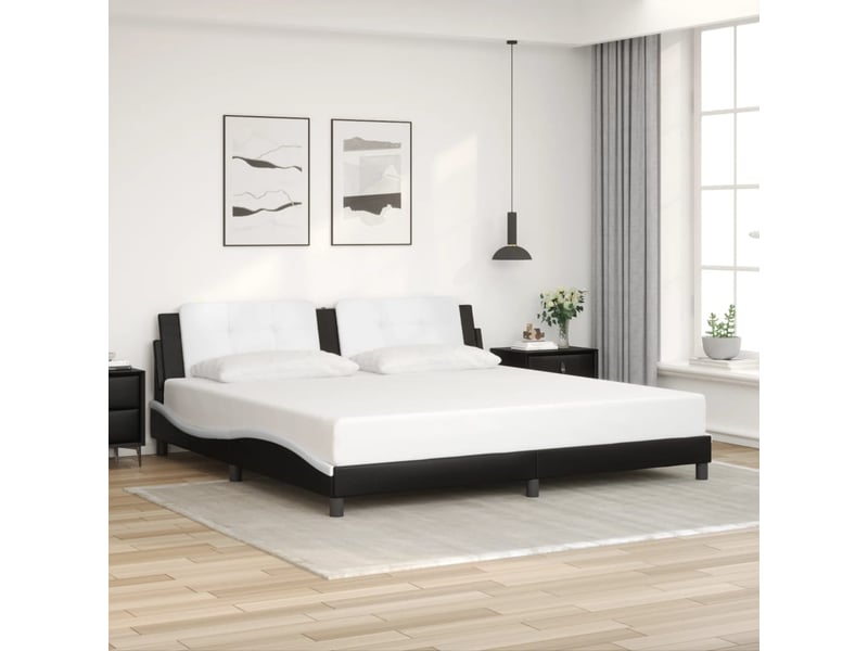  Lit double- lit adulte -  cadre de lit avec led sans matelas zadar noir et blanc 200x200 cm  - Conforama C
