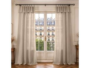 Lot de 2 voilages ajustables + 8 anneaux pince 140 x 270 cm evasion polyester effet lin