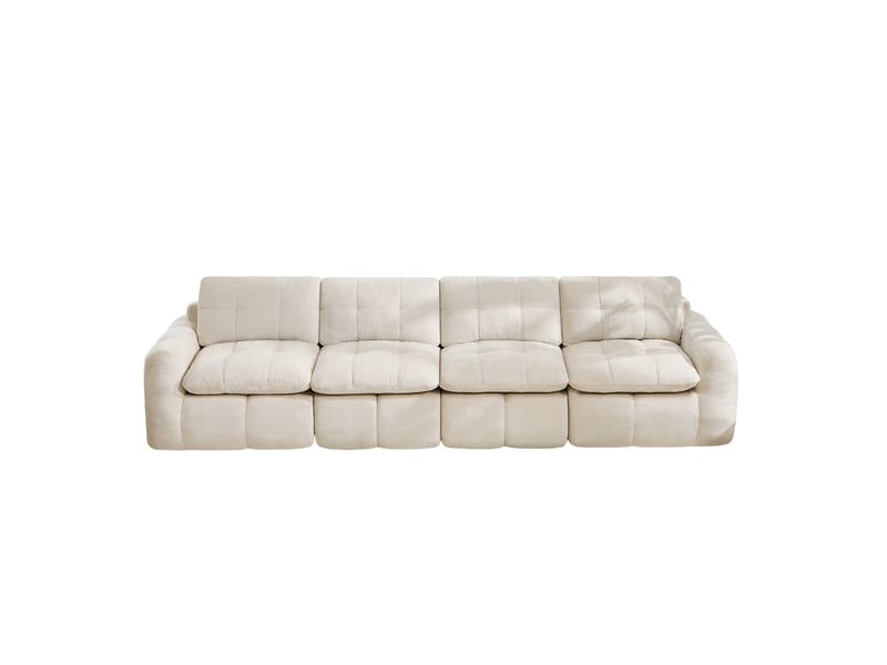  Canapé modulable sans structure rigide 4 places en chenille beige  - Conforama A