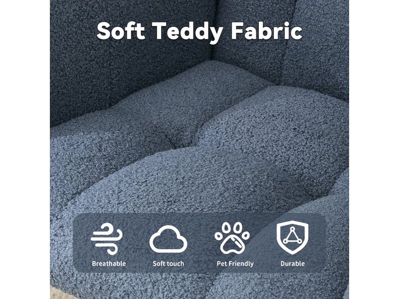  Fauteuil à bascule en tissu bouclette bleu marine avec poche  - Conforama C