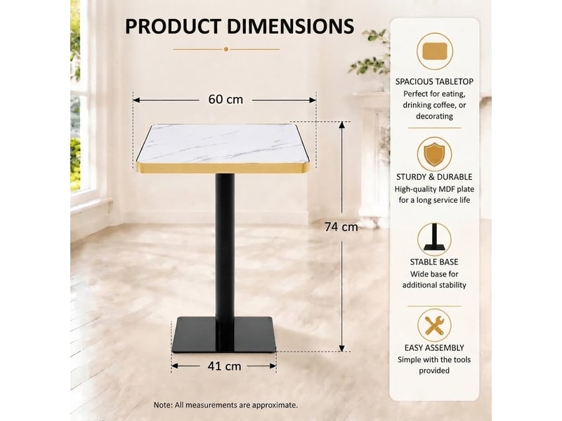  Table à manger, 60x60x74 cm, en métal, blanc cao-W3658P445096-conf-NEW - Conforama R
