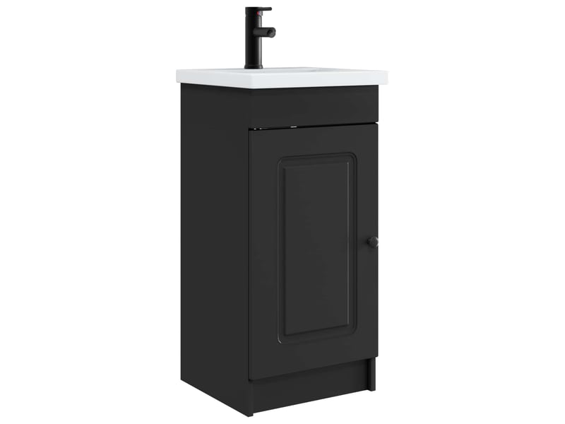  Meuble salle de bain avec évier, meuble de rangement noir 42x40x84.5 cm shl2702  - Conforama A