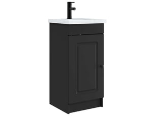 Meuble salle de bain avec évier, meuble de rangement noir 42x40x84.5 cm shl2702
