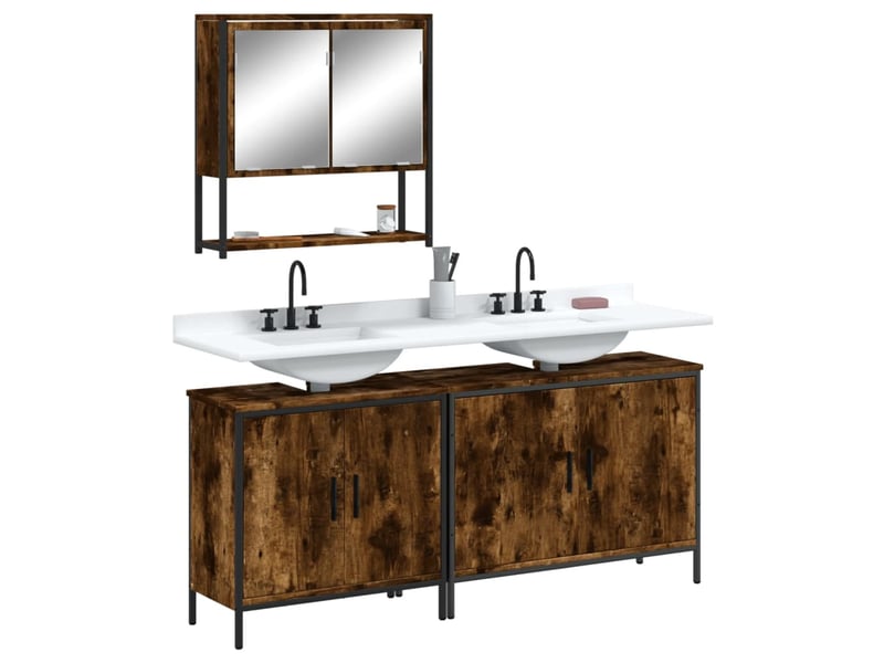  Ensemble de meubles de salle de bain 3 pcs chêne fumé cf63688  - Conforama B
