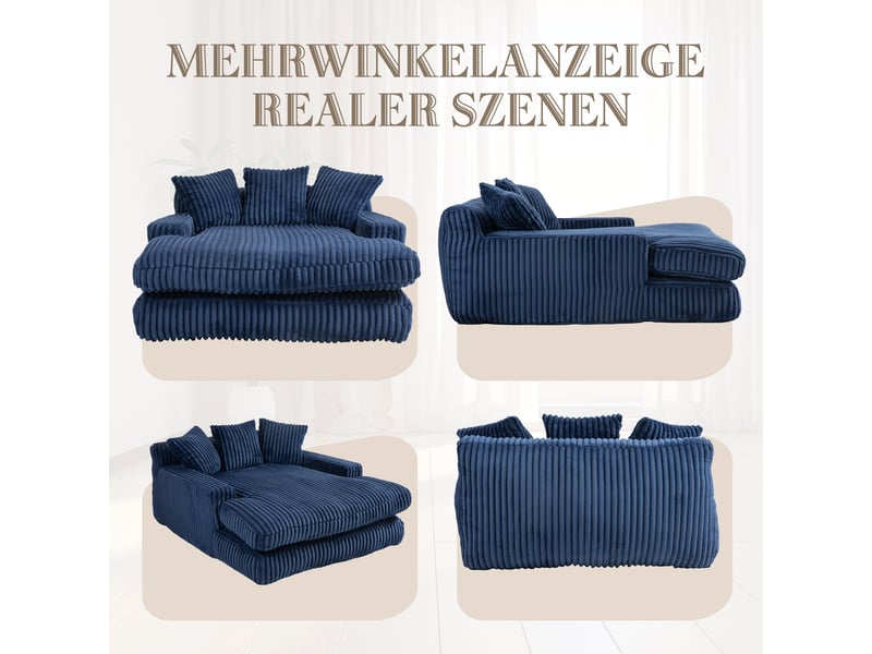  Canapé convertible, canapé-lit – en velours tricoté, coussins inclus, 1 place, bleu, style cloud  - Conforama E