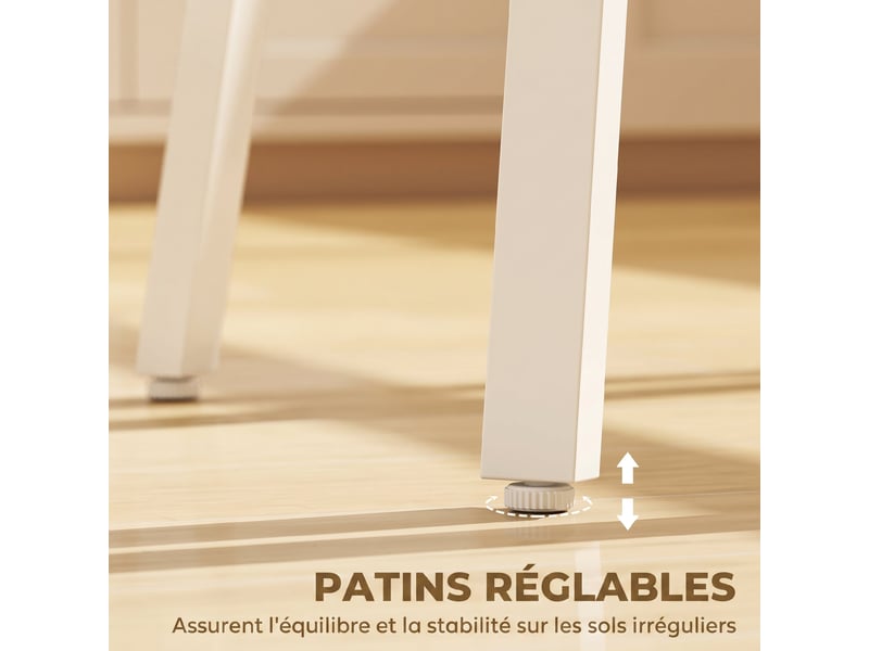  Table de bar carrée pour 2 personnes, table haute cuisine mange-debout avec étagère, naturel et blanc, 55 x 55 x 95 cm  - Conforama R