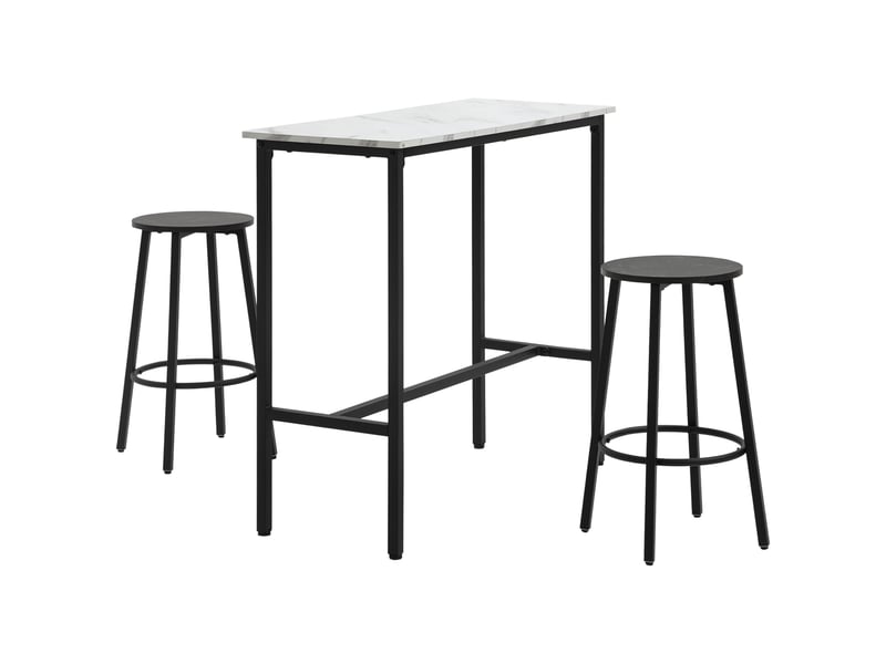  Ensemble table haute avec 2 tabourets, plateau compact et design industriel métal  - Conforama A