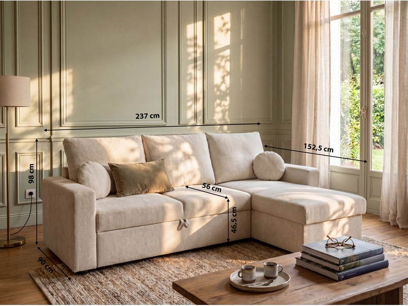 Canapé d'angle beige convertible 4 pl JADE - Conforama C