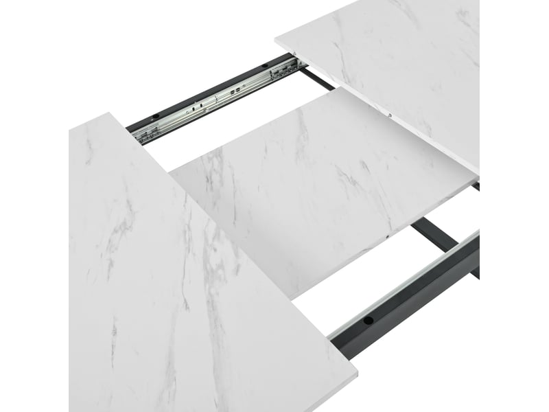  Ensemble table extensible et 8 chaises en velours gris, plateau mdf blanc, design moderne pour vos repas  - Conforama D
