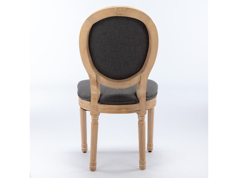  Lot de 2 chaises de salle à manger style français en tissu lin gris foncé avec structure en bois massif  - Conforama D
