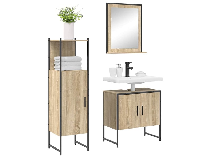 Ensemble de mobilier de salle de bain 3 pc marron cf64400 - Conforama C