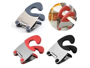 5 pièces porte-cuillère - anti-brûlure en silicone poignée pot clip de fixation - pour cuillère, ustensiles de cuisine bol clip - gris + rouge + noir