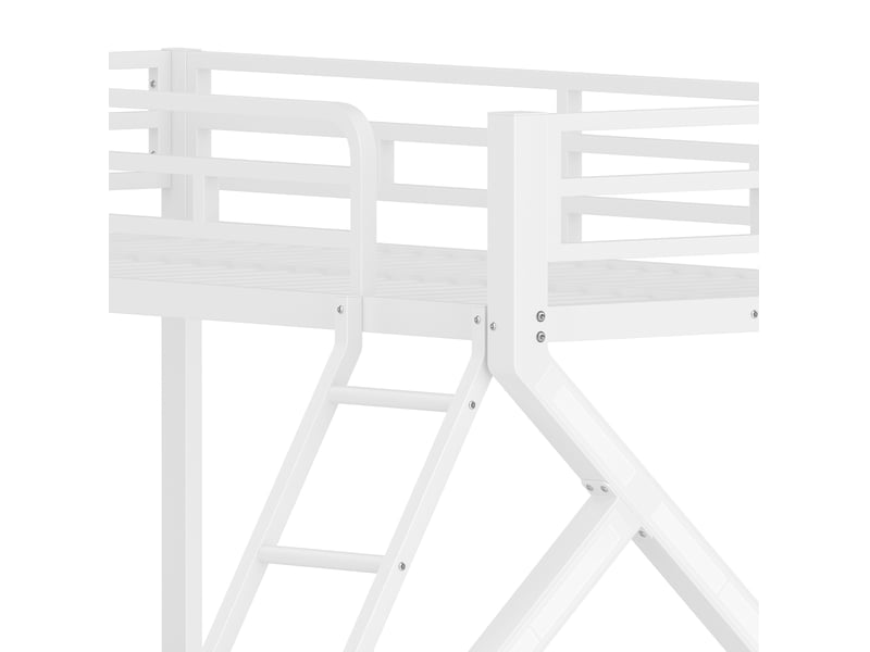  Lit superposé 90x200140x200 cm, avec led et barrières de sécurité, en métal, blanc, sans matelas  - Conforama E