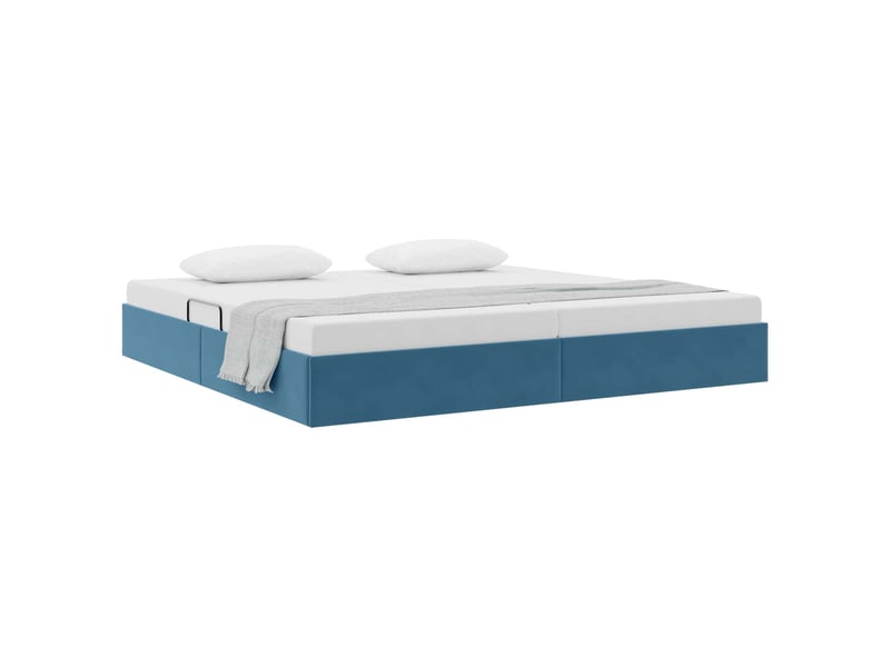  Lit double- lit adulte -  cadre de lit ottoman bleu foncé 200 x 200 cm velours  - Conforama B