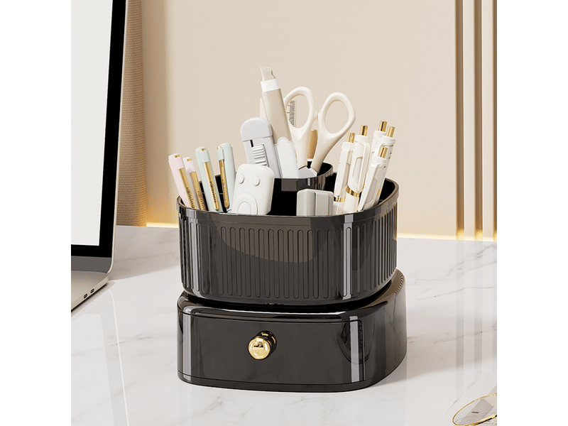 Organisateur de maquillage empilable, support pour pinceaux de maquillage avec plateau rotatif à 360°, étagère pour cosmétiques (noir) - Conforama E