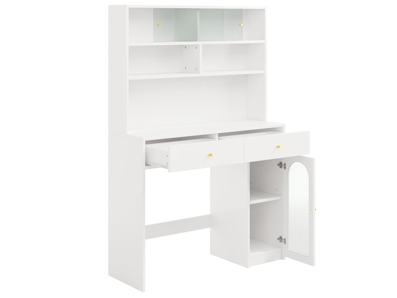  Meuble de cuisine muvano, ensemble avec table pliante et buffet haut blanc à roulettes  - Conforama D