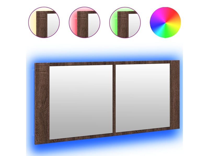 Armoire à miroir à led de bain chêne marron 100x12x45 cm - Conforama A