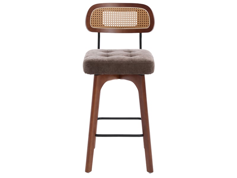  Lot de 2 tabourets de bar 44x51x96 cm – marron – pivotants à 360° avec dossier en rotin et repose-pieds  - Conforama A