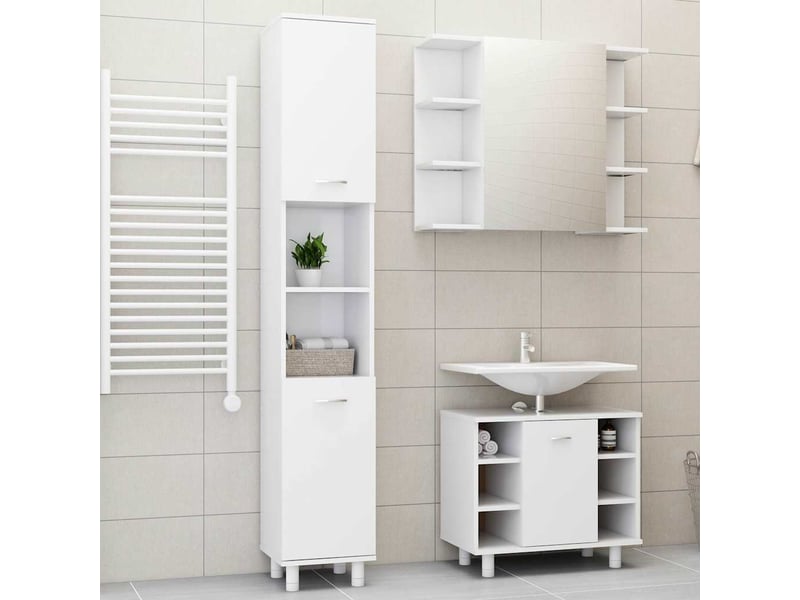  Ensemble de meubles de salle de bain 3pcs blanc bois ingénierie cf63849  - Conforama B