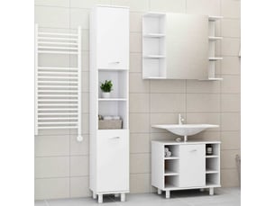 Ensemble de meubles de salle de bain 3pcs blanc bois ingénierie cf63849