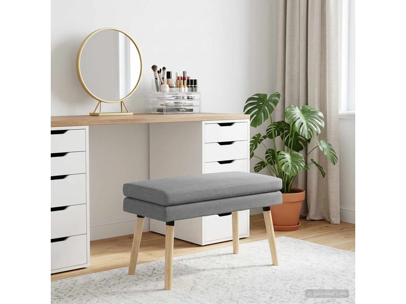  Banc d'entrée, banc à double couche gris clair 80x40x47 cm tissu  - Conforama C