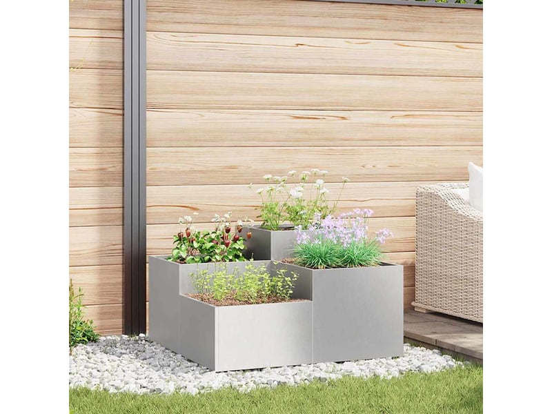  Jardinière - cache-pot de jardin argent 80 x 80 x 48 cm acier inoxydable  - Conforama B