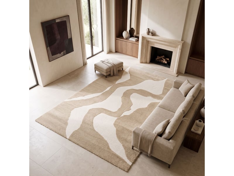  Tapis à reliefs doux à relief géométrique beige 160x230  - Conforama A