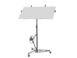 Lève-plaques pliable 125 x 137 x 180 cm, gris en acier, charge 68 kg, hauteur réglable de 180 à 470 cm
