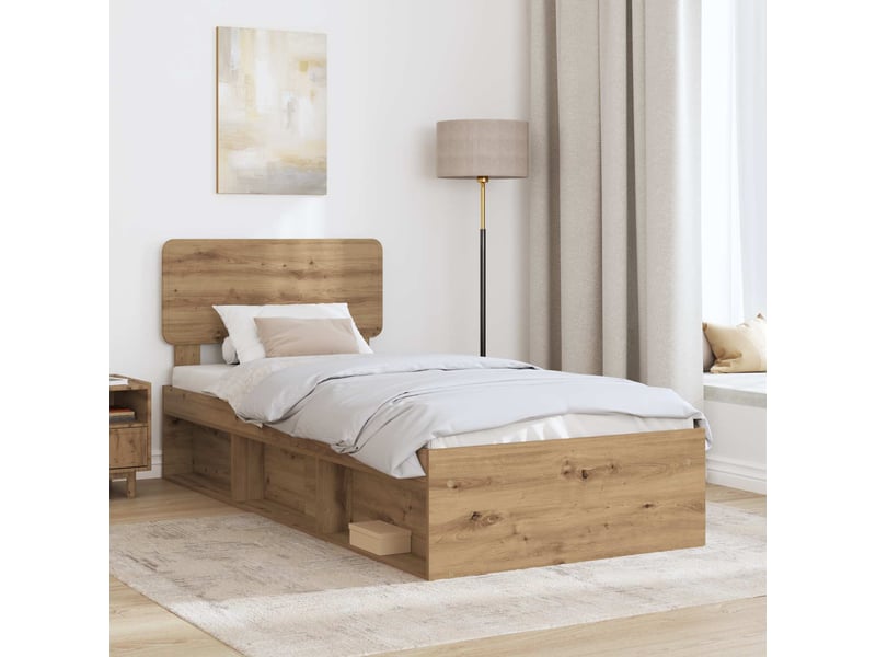  Lit simple- lit adulte -  cadre de lit chêne artisan 90 x 190 cm pin massif  - Conforama B