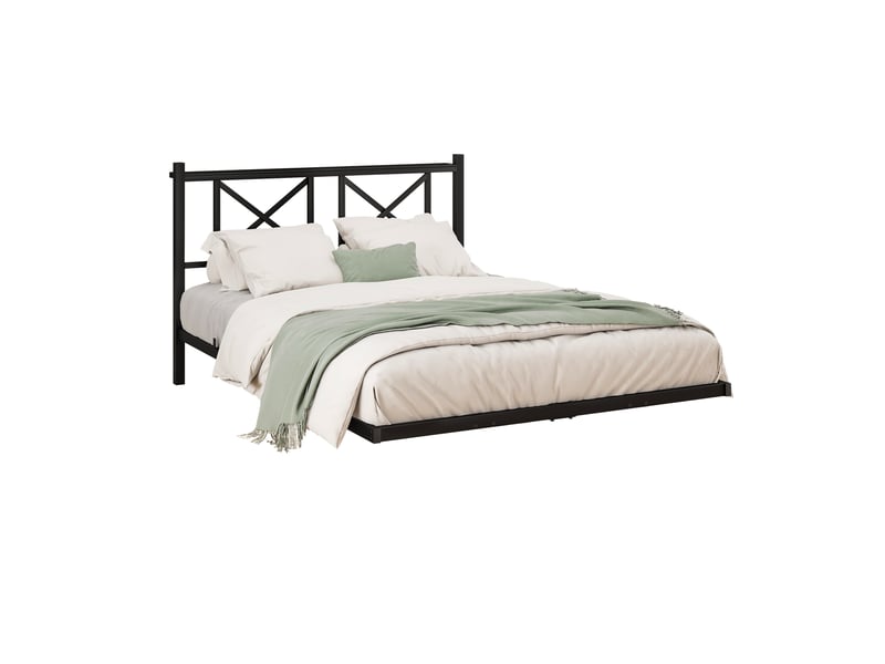  Lit coffre cadre de lit double 120 x 200 cm, led, recharge, tête intégrée, sommier suspendu, métal, montage facile, sans matelas  - Conforama A
