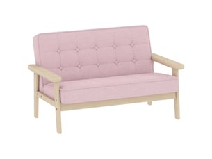 Fauteuil enfant rose, cadre bois, aspect velours, rembourré, pour enfants 3-15 ans