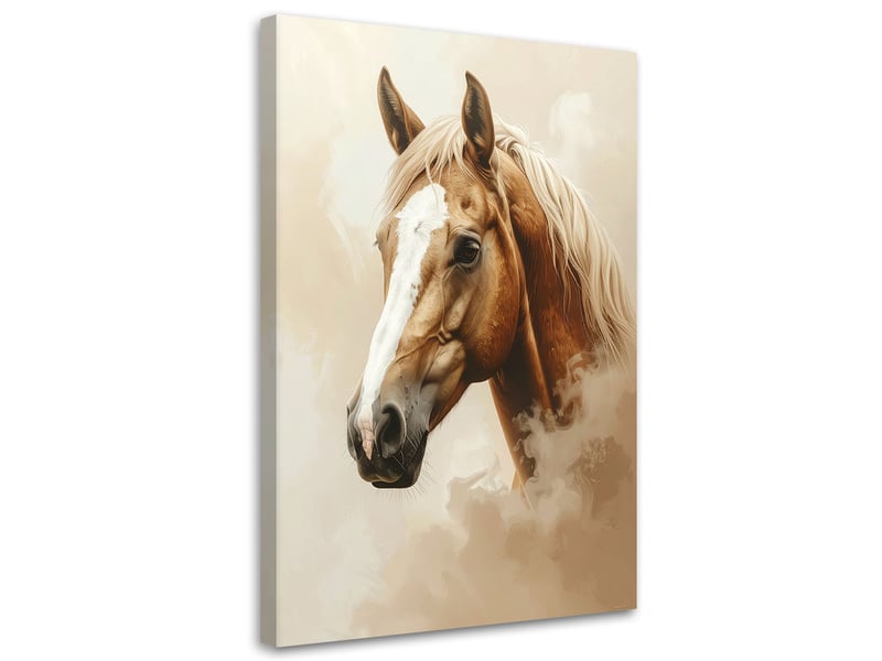  Toile imprimée, tête de cheval aux couleurs claires 20x30 1334478293 - Conforama A