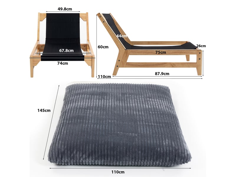  Fauteuil scandinave 110x74x60 cm poire adulte grand format, dossier, chaise relax, ergonomique, velours côtelé gris  - Conforama C