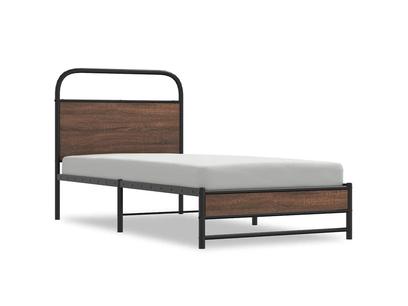  Lit simple- lit adulte -  cadre de lit sans matelas 100x200 cm chêne marron  - Conforama A